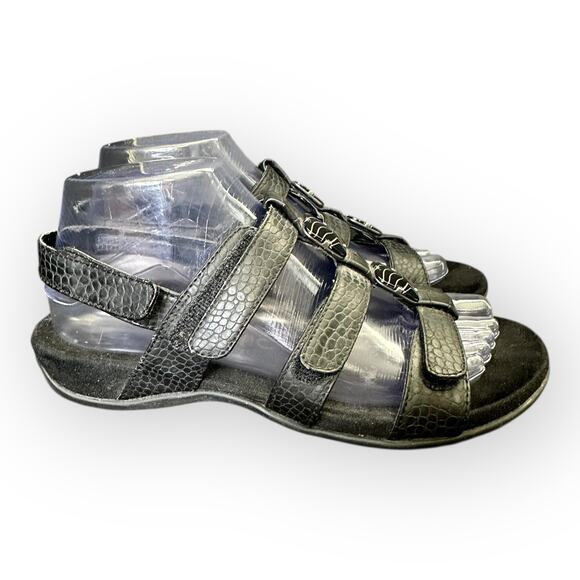 Vionic Womens size 8 Amber Black Comfort Croc Jeweled Strappy Slingback Sandals - Picture 1 of 12